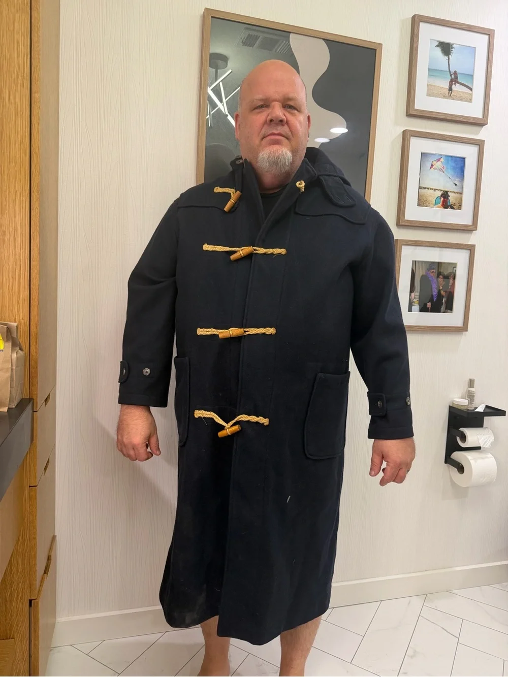Men's Navy Toggle Duffle Coat with Hood